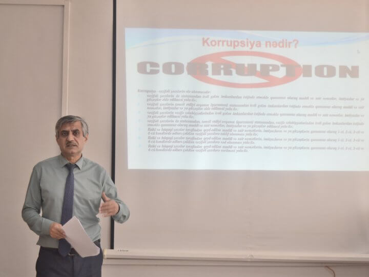 Kollecdə “Korrupsiyaya qarşı mübarizə üzrə maarifləndirmə” mövzusunda tədbir keçirildi.