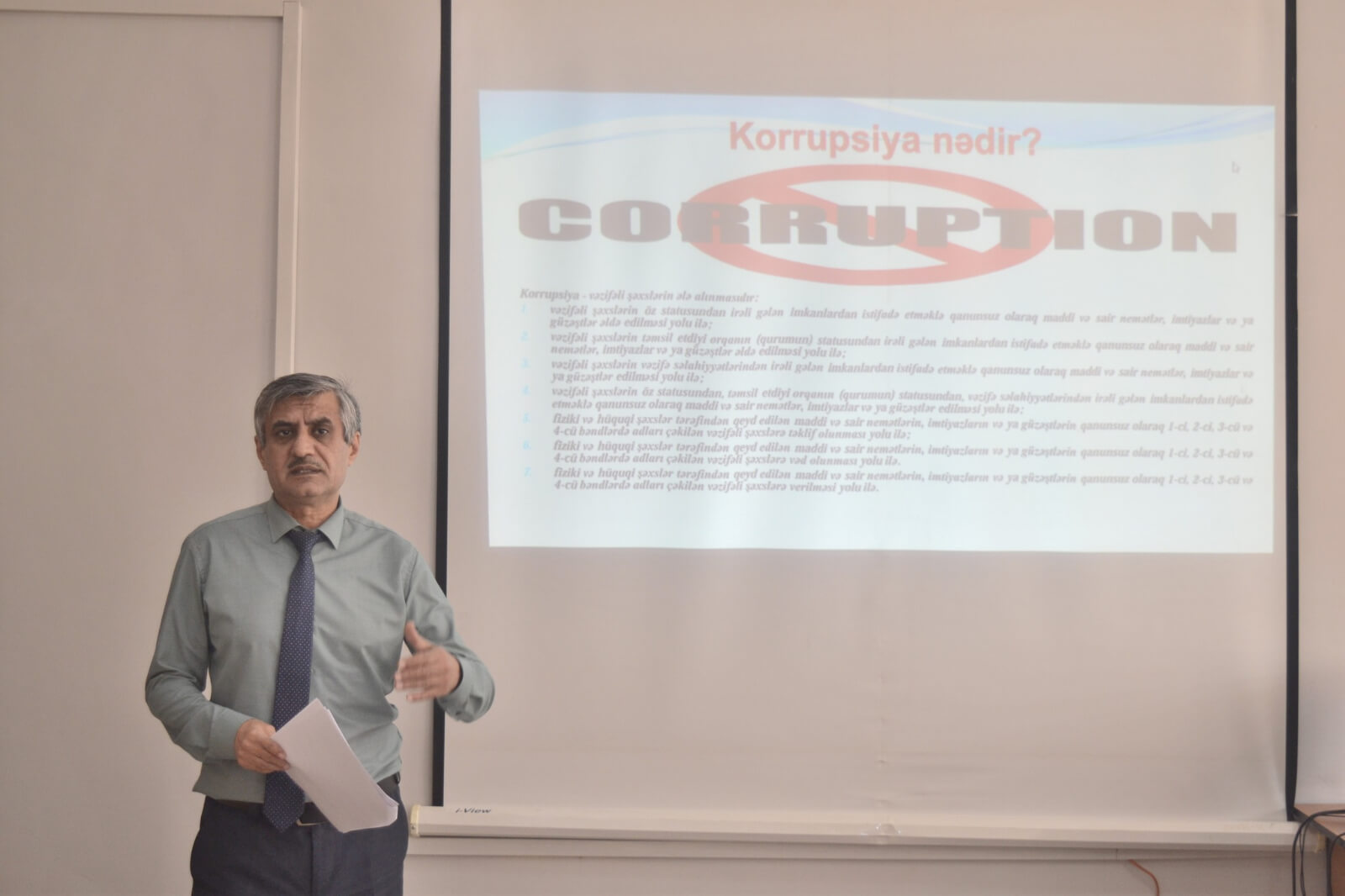 Kollecdə “Korrupsiyaya qarşı mübarizə üzrə maarifləndirmə” mövzusunda tədbir keçirildi.