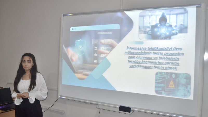 Kollecdə Dövlət proqramlarına  uyğun olaraq “İnformasiya təhlükəsizliyi üzrə mütəxəssislərin tədris prosesinə cəlb olunması və tələbələrin təcrübə keçmələrinə şəraitin yaradılmasını təmin etmək” mövzusunda tədbir keçirildi.
