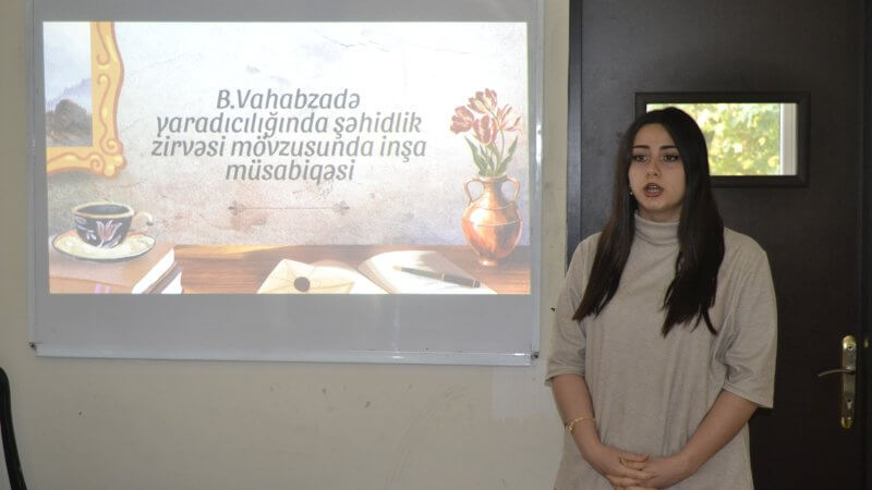 Kollecdə “Bəxtiyar Vahabzadənin yaradıcılığında şəhidlik zirvəsi” mövzusunda  inşa müsabiqəsi keçirildi.