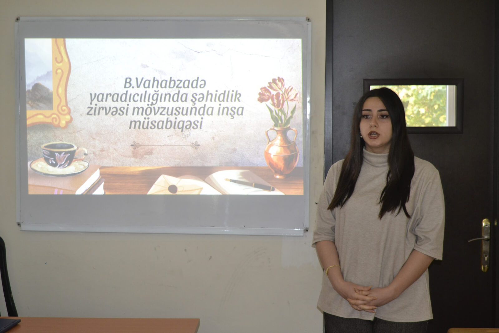 Kollecdə “Bəxtiyar Vahabzadənin yaradıcılığında şəhidlik zirvəsi” mövzusunda  inşa müsabiqəsi keçirildi.