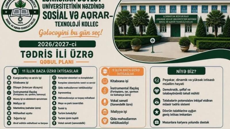 2026-2027-ci tədris ili üçün qəbul planı.